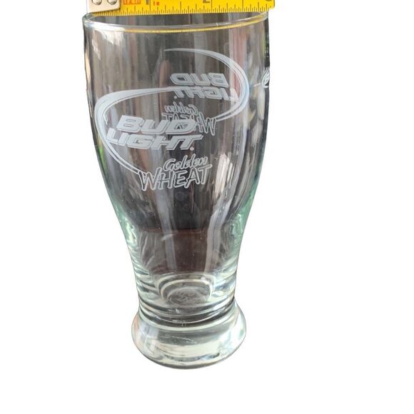 Pre Owned Budweiser BUD LIGHT GOLDEN WHEAT Pilsner Glass Rare Vintage HTF - Picture 6 of 11